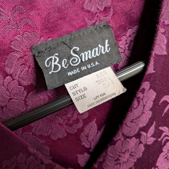 Vintage 90s Be Smart Burgundy Blazer Jacket Asymmetrical Dark Academia Size 3/4 - Picture 8 of 12